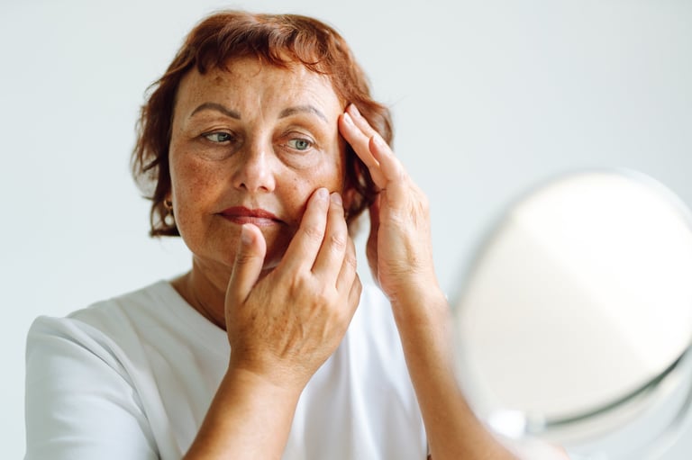 Mature woman with wrinkles before facial rejuvenation